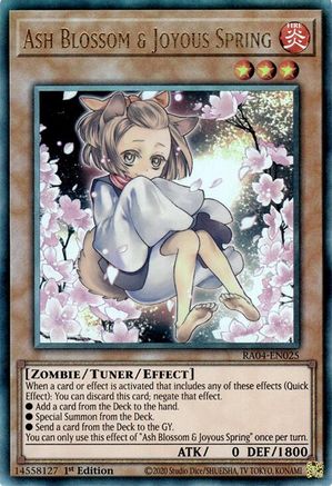 Ash Blossom & Joyous Spring (Alternate Art) (PUR) (RA04-EN025) - Quarter Century Stampede Prismatic Ultimate Rare 1st Edition