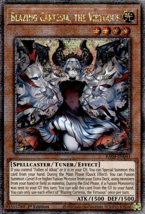 Blazing Cartesia, the Virtuous (New Art) (Quarter Century Secret Rare) (RA04-EN041) - Quarter Century Stampede Quarter Century Secret Rare 1st Edition
