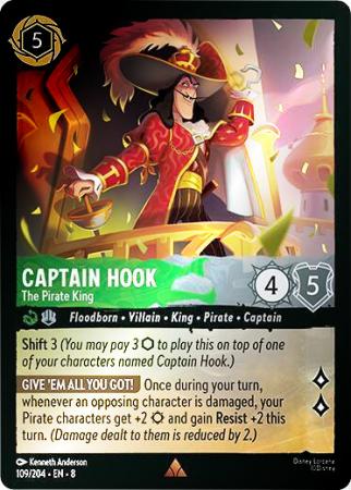Captain Hook - The Pirate King - 109/204 - Rare Cold Foil