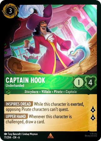 Captain Hook - Underhanded - 71/204 - Rare Cold Foil