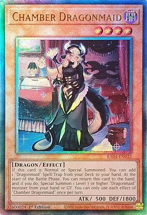Chamber Dragonmaid (PUR) (RA04-EN032) - Quarter Century Stampede Prismatic Ultimate Rare 1st Edition