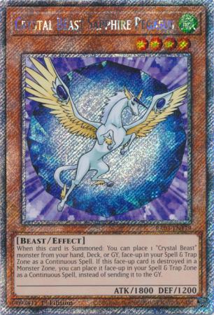 Crystal Beast Sapphire Pegasus (Platinum Secret Rare) (RA03-EN179) - Quarter Century Bonanza Platinum Secret Rare 1st Edition
