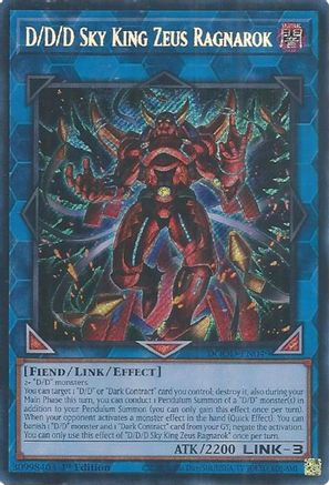D/D/D Sky King Zeus Ragnarok (DOOD-EN049) - Doom of Dimensions Secret Rare 1st Edition