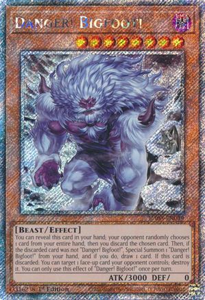Danger! Bigfoot! (Alternate Art) (Platinum Secret Rare) (RA03-EN019) - Quarter Century Bonanza Platinum Secret Rare 1st Edition