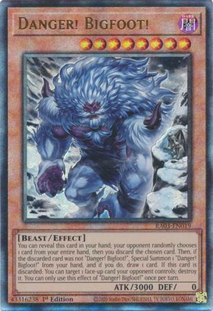 Danger! Bigfoot! (Alternate Art) (PUR) (RA03-EN019) - Quarter Century Bonanza Prismatic Ultimate Rare 1st Edition