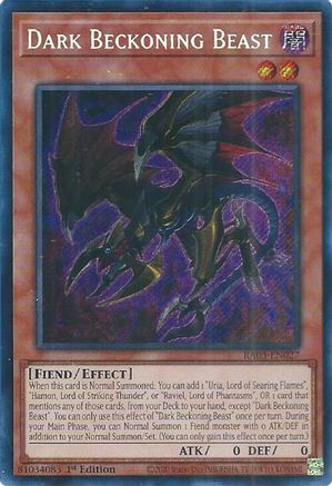 Dark Beckoning Beast (Secret Rare) (RA03-EN027) - Quarter Century Bonanza Secret Rare 1st Edition