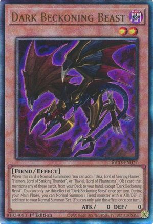 Dark Beckoning Beast (PUR) (RA03-EN027) - Quarter Century Bonanza Prismatic Ultimate Rare 1st Edition