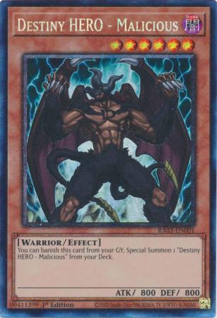 Destiny HERO - Malicious (PCR) (RA03-EN001) - Quarter Century Bonanza Prismatic Collector's Rare 1st Edition