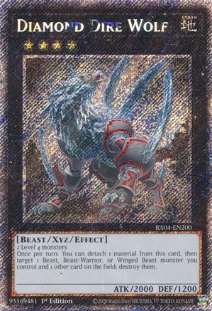 Diamond Dire Wolf (Platinum Secret Rare) (RA04-EN200) - Quarter Century Stampede Platinum Secret Rare 1st Edition