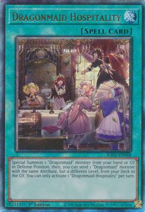 Dragonmaid Hospitality (PUR) (RA03-EN068) - Quarter Century Bonanza Prismatic Ultimate Rare 1st Edition