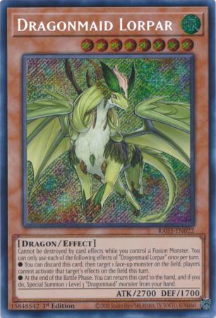 Dragonmaid Lorpar (Secret Rare) (RA03-EN022) - Quarter Century Bonanza Secret Rare 1st Edition