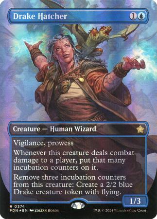 Drake Hatcher (Borderless) (Mana Foil) - 0374 - Foil