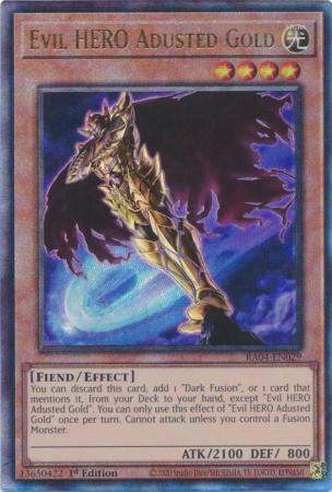 Evil HERO Adusted Gold (PUR) (RA04-EN029) - Quarter Century Stampede Prismatic Ultimate Rare 1st Edition