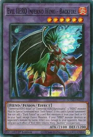 Evil HERO Inferno Wing - Backfire (SUDA-EN032) - Supreme Darkness Super Rare 1st Edition