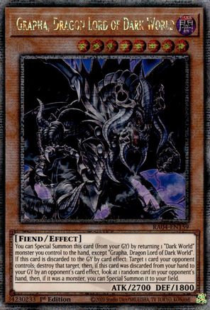 Grapha, Dragon Lord of Dark World (Quarter Century Secret Rare) (RA04-EN159) - Quarter Century Stampede Quarter Century Secret Rare 1st Edition