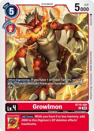 Growlmon - BT19-009 C - Common
