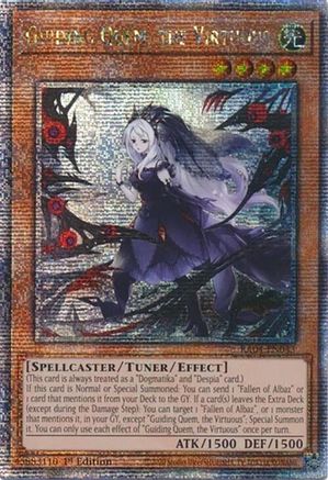Guiding Quem, the Virtuous (Quarter Century Secret Rare) (RA04-EN043) - Quarter Century Stampede Quarter Century Secret Rare 1st Edition