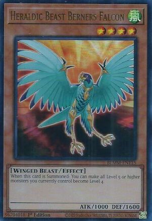 Heraldic Beast Berners Falcon (BLMM-EN115) - Battles of Legend: Monster Mayhem Ultra Rare 1st Edition