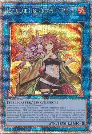 Hiita the Fire Charmer, Ablaze (Quarter Century Secret Rare) (RA04-EN074) - Quarter Century Stampede Quarter Century Secret Rare 1st Edition