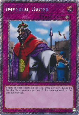 Imperial Order (Platinum Secret Rare) (RA03-EN106) - Quarter Century Bonanza Platinum Secret Rare 1st Edition