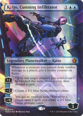 Kaito, Cunning Infiltrator (Borderless) (Mana Foil) - 0418 - Foil