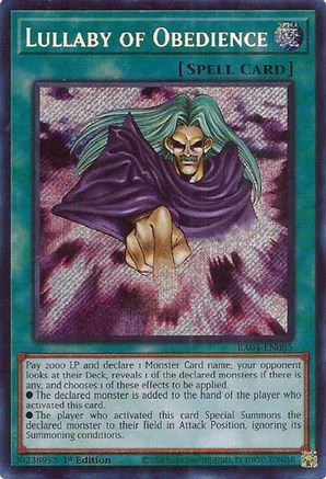 Lullaby of Obedience (Secret Rare) (RA04-EN085) - Quarter Century Stampede Secret Rare 1st Edition