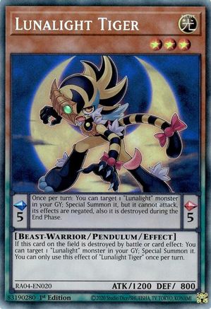 Lunalight Tiger (PCR) (RA04-EN020) - Quarter Century Stampede Prismatic Collector's Rare 1st Edition