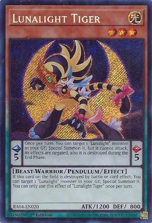 Lunalight Tiger (Secret Rare) (RA04-EN020) - Quarter Century Stampede Secret Rare 1st Edition