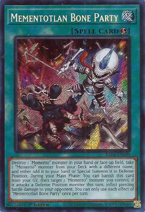 Mementotlan Bone Party (Secret Rare) (RA04-EN099) - Quarter Century Stampede Secret Rare 1st Edition