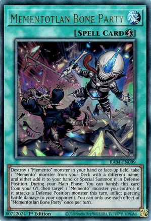 Mementotlan Bone Party (PUR) (RA04-EN099) - Quarter Century Stampede Prismatic Ultimate Rare 1st Edition