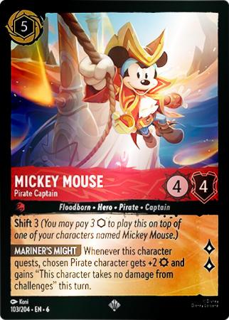 Mickey Mouse - Pirate Captain - 103/204 - Super Rare Cold Foil