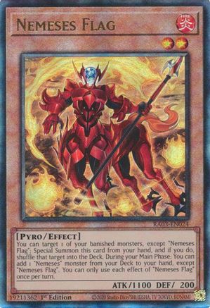 Nemeses Flag (PUR) (RA03-EN024) - Quarter Century Bonanza Prismatic Ultimate Rare 1st Edition