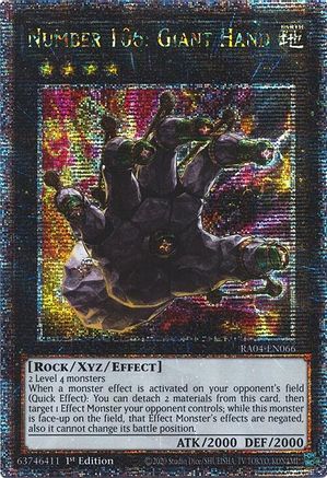 Number 106: Giant Hand (Quarter Century Secret Rare) (RA04-EN066) - Quarter Century Stampede Quarter Century Secret Rare 1st Edition