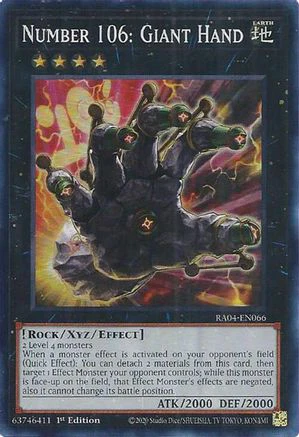 Number 106: Giant Hand (RA04-EN066) - Quarter Century Stampede Super Rare 1st Edition