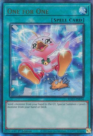 One for One (Alternate Art) (PUR) (RA03-EN056) - Quarter Century Bonanza Prismatic Ultimate Rare 1st Edition