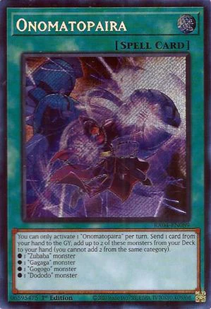 Onomatopaira (Secret Rare) (RA04-EN089) - Quarter Century Stampede Secret Rare 1st Edition