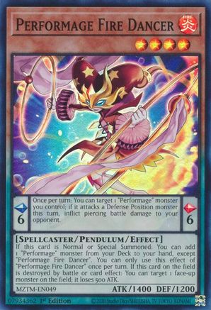 Performage Fire Dancer (MZTM-EN049) - Maze of the Master Super Rare 1st Edition
