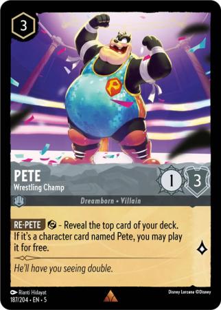 Pete - Wrestling Champ - 187/204 - Rare Cold Foil