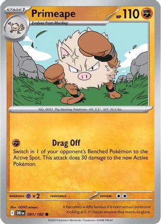 Primeape - 091/182 - Common Reverse Holo