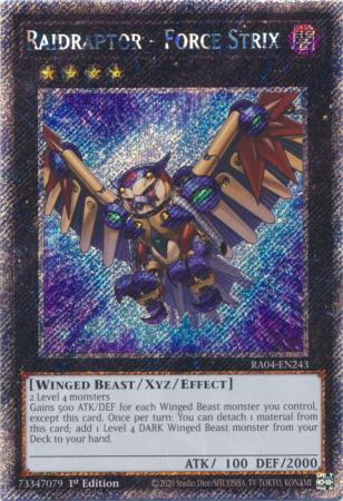 Raidraptor - Force Strix (Platinum Secret Rare) (RA04-EN243) - Quarter Century Stampede Platinum Secret Rare 1st Edition
