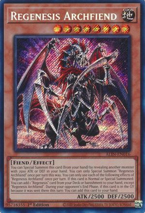 Regenesis Archfiend (ALIN-EN016) - Alliance Insight Secret Rare 1st Edition