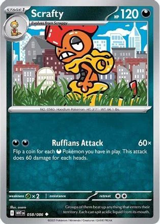 Scrafty - 058/086 - Uncommon Reverse Holo