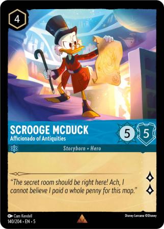 Scrooge McDuck - Afficionado of Antiquities - 140/204 - Rare Cold Foil
