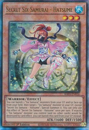 Secret Six Samurai - Hatsume (PUR) (RA03-EN016) - Quarter Century Bonanza Prismatic Ultimate Rare 1st Edition