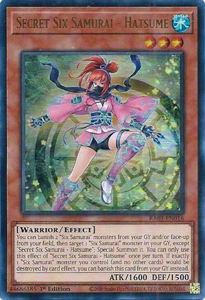 Secret Six Samurai - Hatsume (UR) (RA03-EN016) - Quarter Century Bonanza Ultra Rare 1st Edition