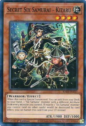 Secret Six Samurai - Kizaru (RA03-EN017) - Quarter Century Bonanza Super Rare 1st Edition