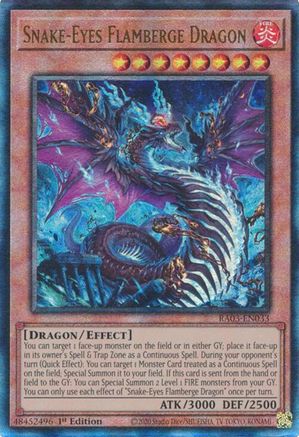 Snake-Eyes Flamberge Dragon (PUR) (RA03-EN033) - Quarter Century Bonanza Prismatic Ultimate Rare 1st Edition