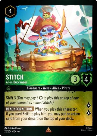 Stitch - Alien Buccaneer - 72/204 - Rare Cold Foil
