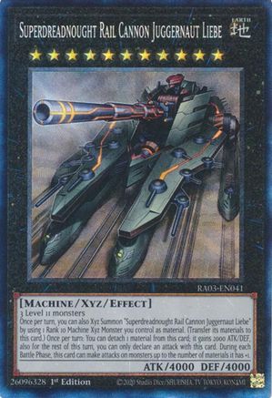 Superdreadnought Rail Cannon Juggernaut Liebe (PCR) (RA03-EN041) - Quarter Century Bonanza Prismatic Collector's Rare 1st Edition
