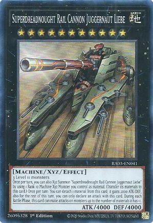 Superdreadnought Rail Cannon Juggernaut Liebe (RA03-EN041) - Quarter Century Bonanza Super Rare 1st Edition